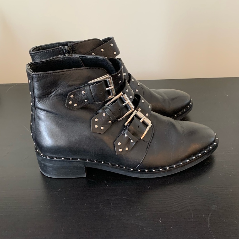 ASOS Black Ankle Boots with Buckle Detail